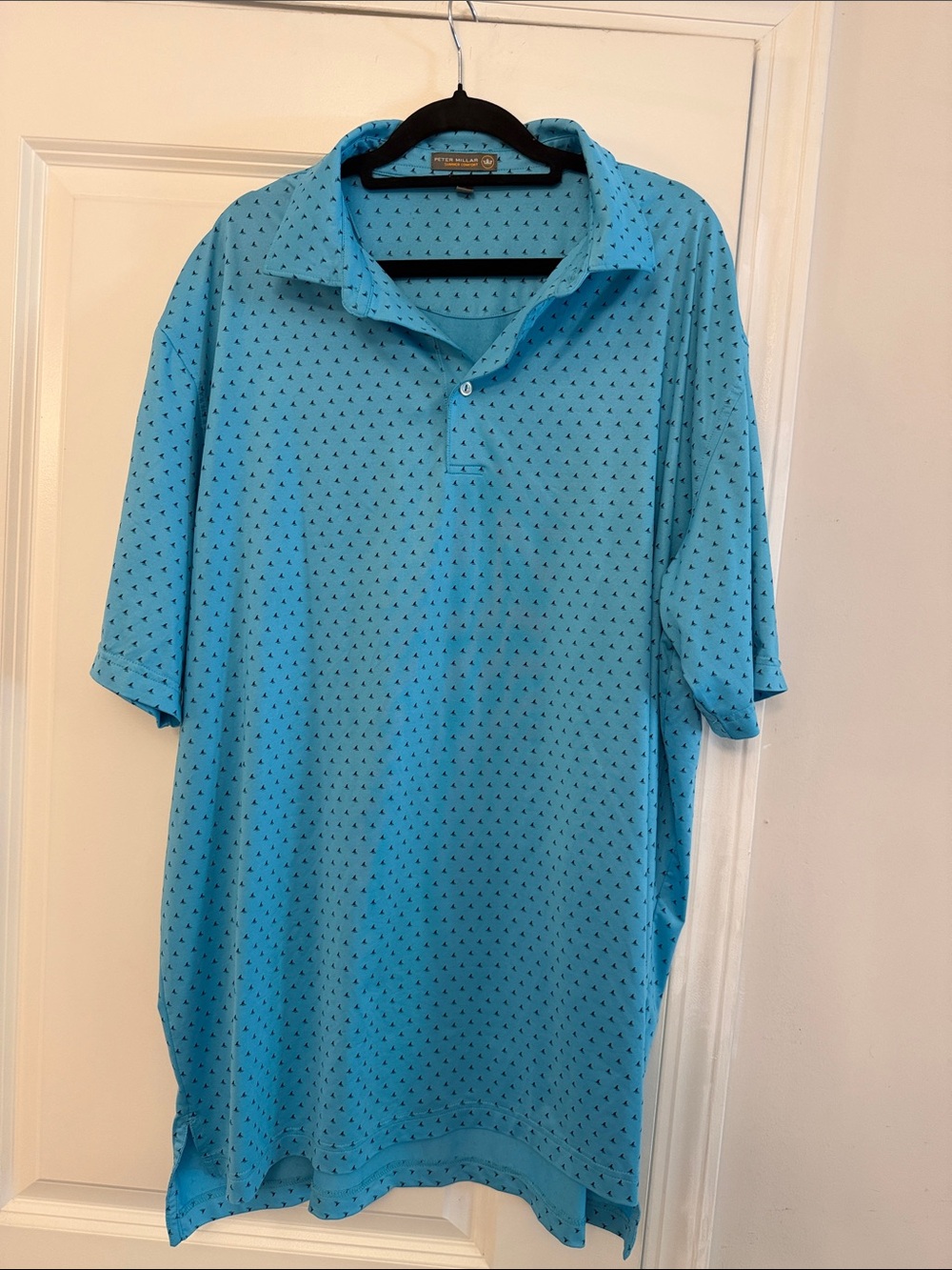 Peter Millar Light Blue Polo with Navy - XL NWOT